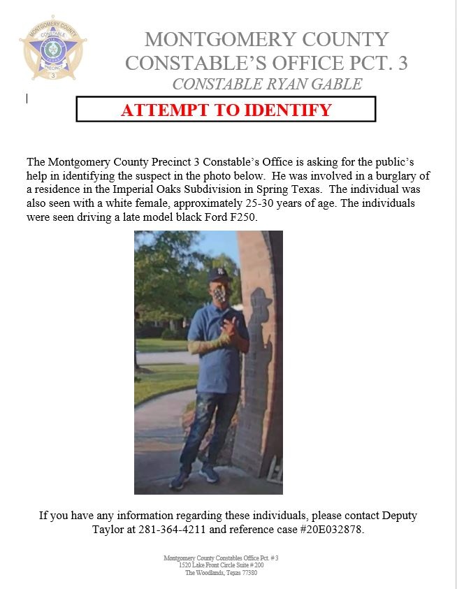 Montgomery County Precinct 3 Need Your Help To Identify This Sus